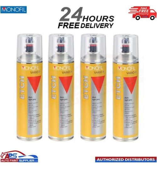 4x MONOFIL VARIO+ RAPID ETCH PRIMER FILLER LIGHT GREY SPRAY Aerosol 500ml